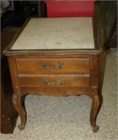 Marble inset Top Side Table with Drawer