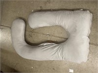 Velvet Grey Pregnancy Pillow: J-Shaped Full Body