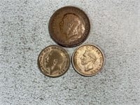 Three Great Britain coins