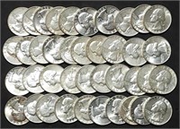 Roll of 40 BU 1964 Washington Silver Quarters