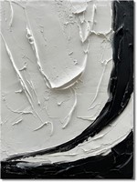 $100  40x28 Inch Modern Black & White Oil Painting