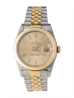 18k Gold Rolex Datejust Champagne Dial Watch 36mm