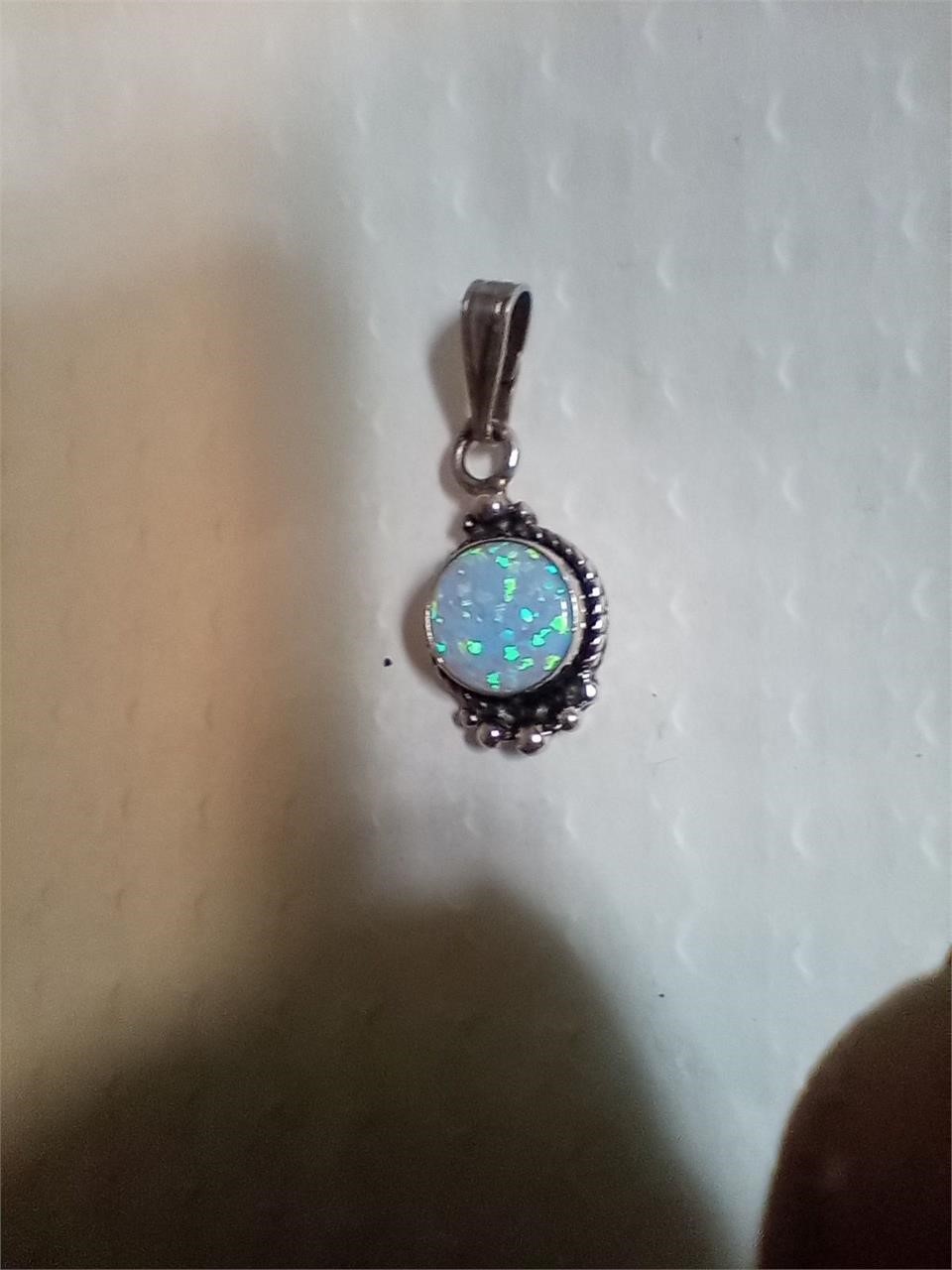 Silver and opal pendant stamped 925