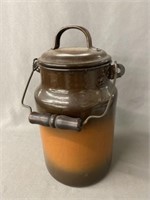 Brown Enamelware Cream Pail