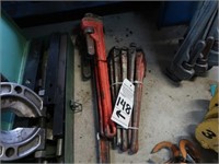 LOT, ASSORTED STEEL PIPE WRENCHES