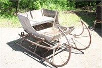 PRIMITIVE ANTIQUE HORSE DRAWN CHRISTMAS SLEIGH