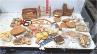 Box of Wooden Items for Crafts.