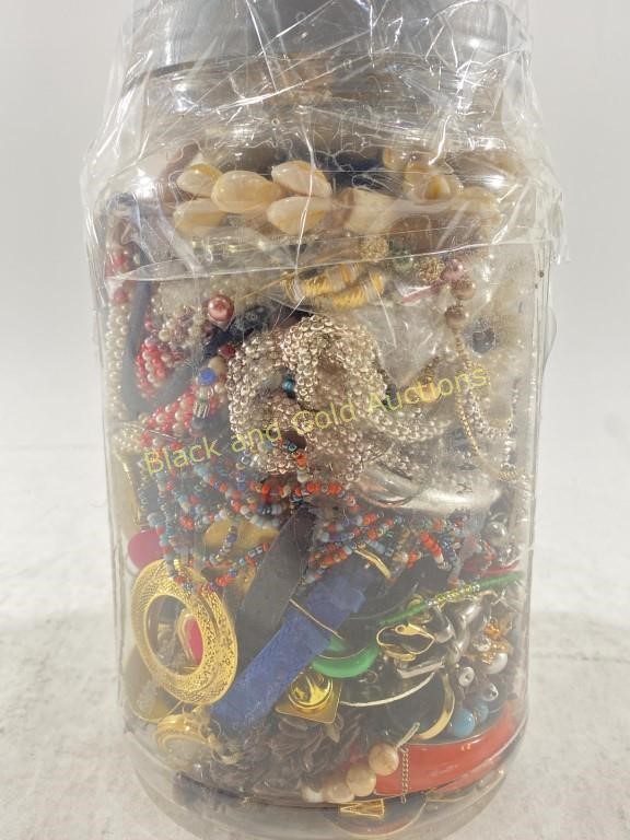 Large Jar Full of Costume Jewelry & More
