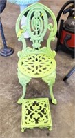 CAST IRON PLANT STAND AND STOOL