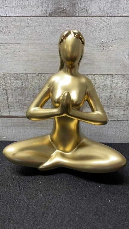 Yoga Matte Gold Ceramic Decor Sculpture 8"