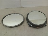 2 silver plate vanity mirrors