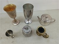 Asst silver plate and brass items