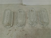 4 glass butter dishes