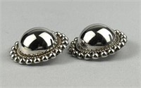 925 Silver Large Domed Beaded Clip On Earrings