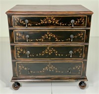 William & Mary style 4 drawer chest, decorated