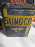Antique 2 Gal. Sunoco Motor Oil Can-Full