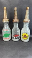 (3) OIL BOTTLES: PENNZOIL, MOBIL OIL, SINCLAIR