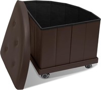 W479  HOUCHICS Folding Ottoman Wheel Brown