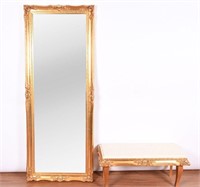 Gilded Framed Mirror w/ Faux Marble Base