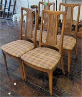 Mid century wood wicker and upholstery chairs