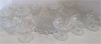 Flat of Fostoria glassware cups and saucers