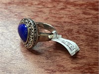 Lapis Filigree Design Sterling Silver .925 Ring