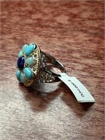 Sterling Silver .925 Turquoise Blue Flower Ring
