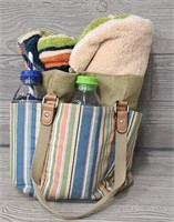 Beach Bag w/ Water bottles & Towels