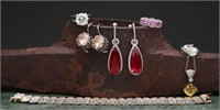 Vibrant Rhinestone & Sterling Silver Jewelry-63.9g