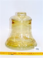 Amber glass liberty bell cookie jar, marked