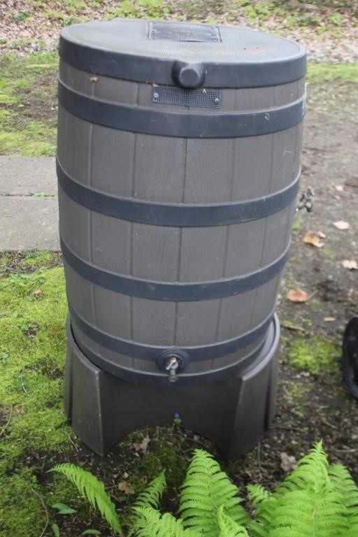 Resin rain barrel with base by Goodideas.com,
