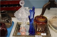 CRYSTAL,AMBERINA,SWUNG VASE PLUS