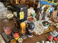 ASSORTED CANDLES, HOLDERS, MUGS, ETC