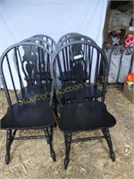 6 Black wooden chairs