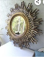 Estate Vintage Giant 4' Syroco Sunburst Mirror -