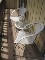2 Patio Chairs & Glass Top Patio Table-20" Round