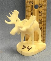 2" bull moose made out of walrus ivory by Leonard