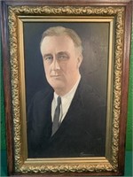 Oil on Board Portrait of Franklin D. Roosevelt