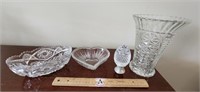 Glass Candy Bowl, Heart Bowl, Egg, & Vase