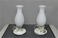 Pr. Milkglass Dresser Lamps