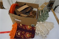 Lot of Leather, Fabric, Trim, Metal Baskets