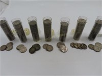 7 Rolls of Jefferson Nickels, 1938-1965, Includes