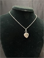 Chased Sterling Silver Heart & Necklace