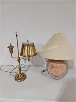Brass MCM Style Lamp & Plaster Base Lamp