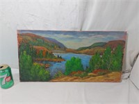 Peinture Bord du  lac, signée, 12''X24''