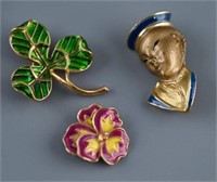 (3) Hard to find Vintage Crown Trifari brooches to