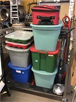 Storage Totes with Lids and Holiday Decorations,