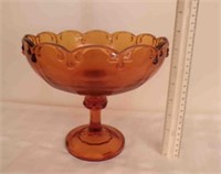 Vintage Indiana Glass Amber Teardrop Pedestal