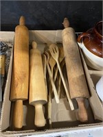 wood rolling pins and spoons