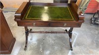 Mahogany Leather Top Desk w/ Stretcher Base